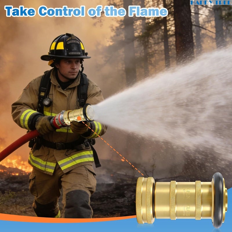 Happy Tree 1" NPSH Fire Hose Nozzle 100 psi 36 gpm Brass Fire Equipment Heavy Duty Industrial Jet Fog Spray Nozzle - Image 4